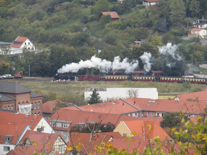 die HSB fährt auf den Brocken (mit Tele vom Schloß)