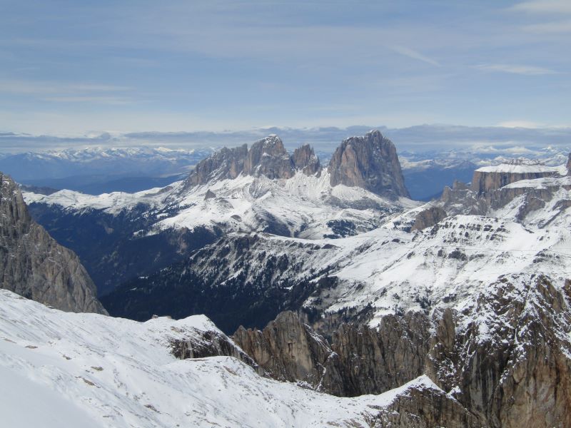 Platt- und Langkofel - ganz rechts die Sella