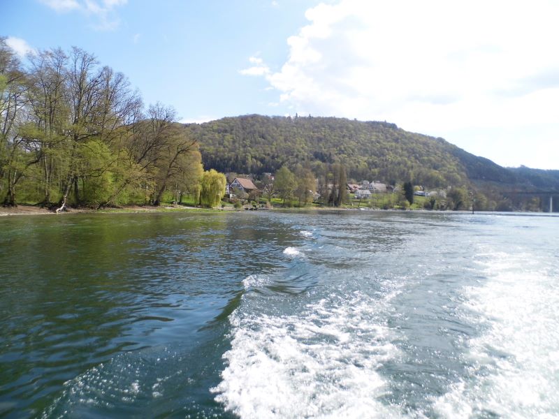 auf dem Hochrhein talwärts der Hemishofener Brücke