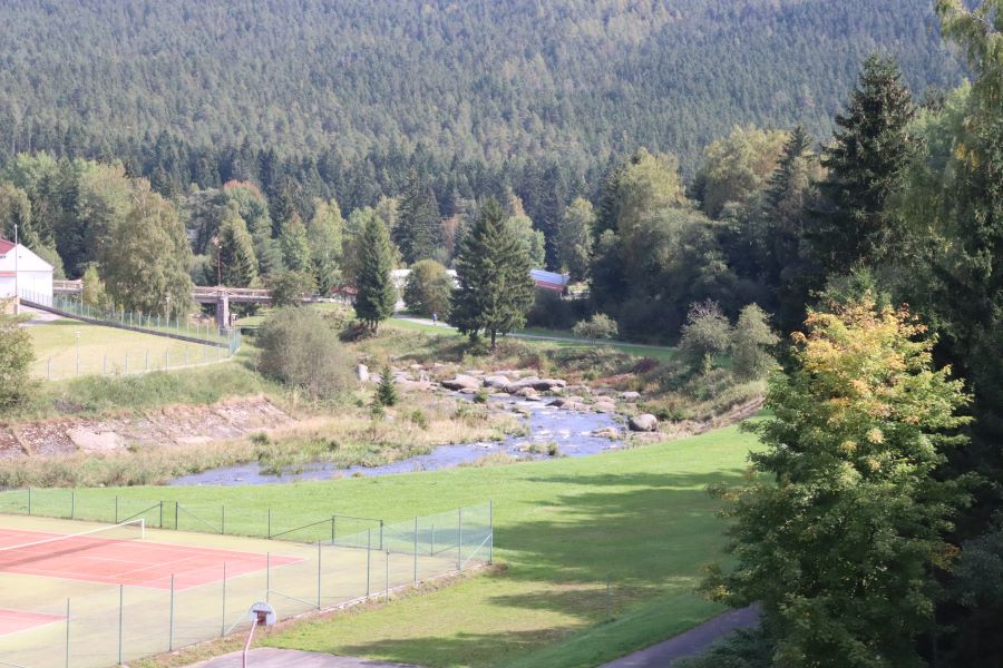 die Moldau unterhalb der Staumauer